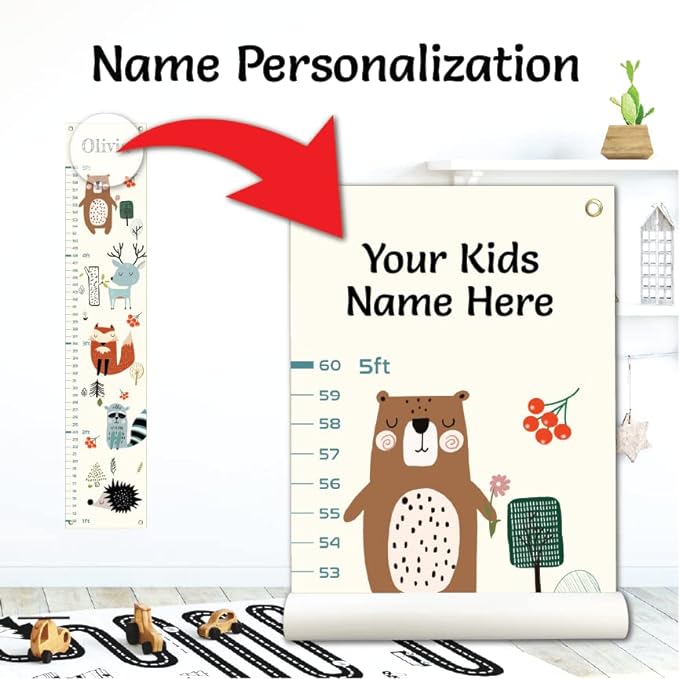 Personalized Kids Canvas Growth Chart, Height Chart, Growth Chart Banner